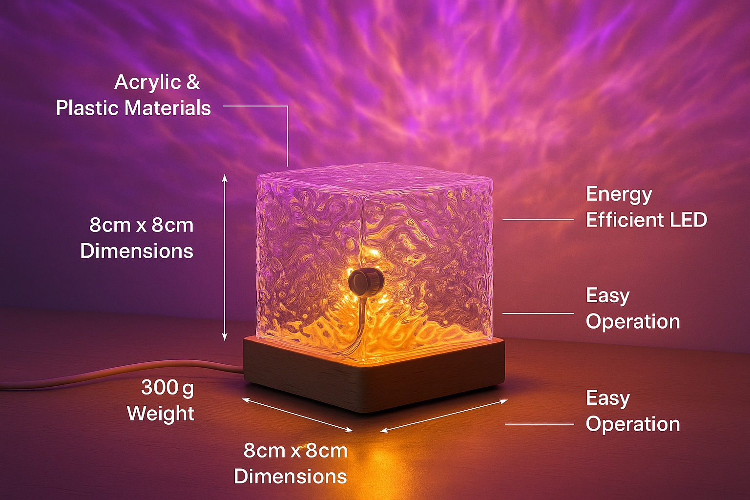 Water Ripple Lamp - Purple & Amber Effects
