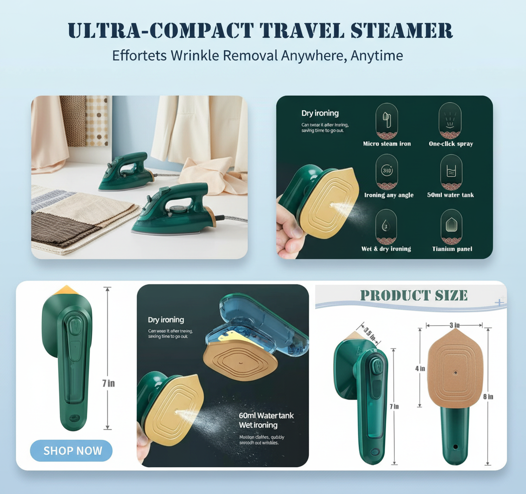 Portable Travel Iron Steamer